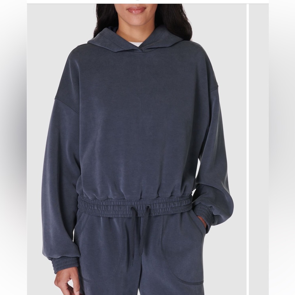 Sweaty Betty Women's Navy Blue Sand Wash Crop Hoodie
